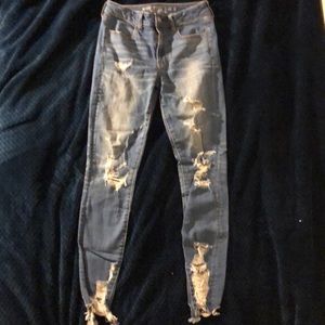 distressed highwaisted American Eagle skinny Jeans